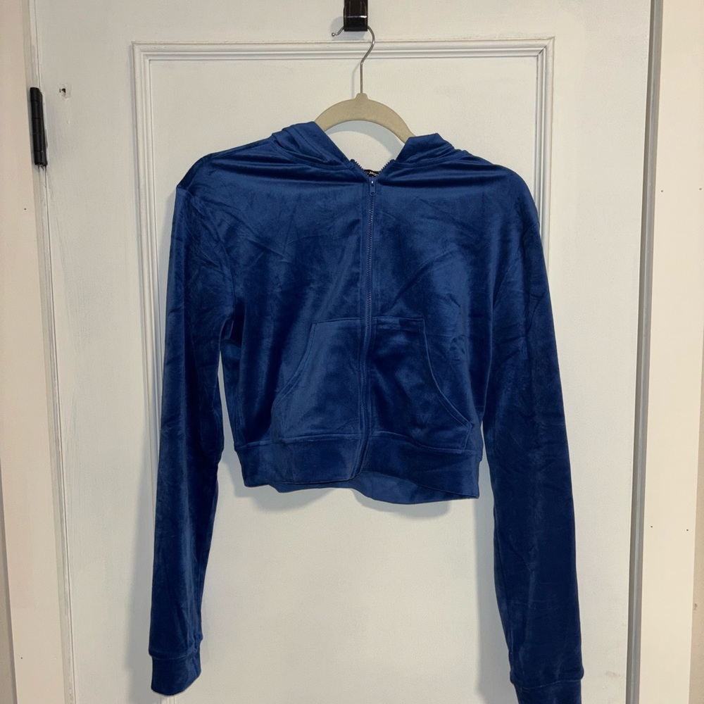 Fashion Nova Velvet Blue Sweat Set